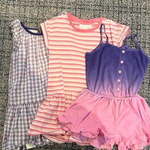 Girls' Pink & Purple Striped Casual Dress and Romper Set - Kids Dresses Casual